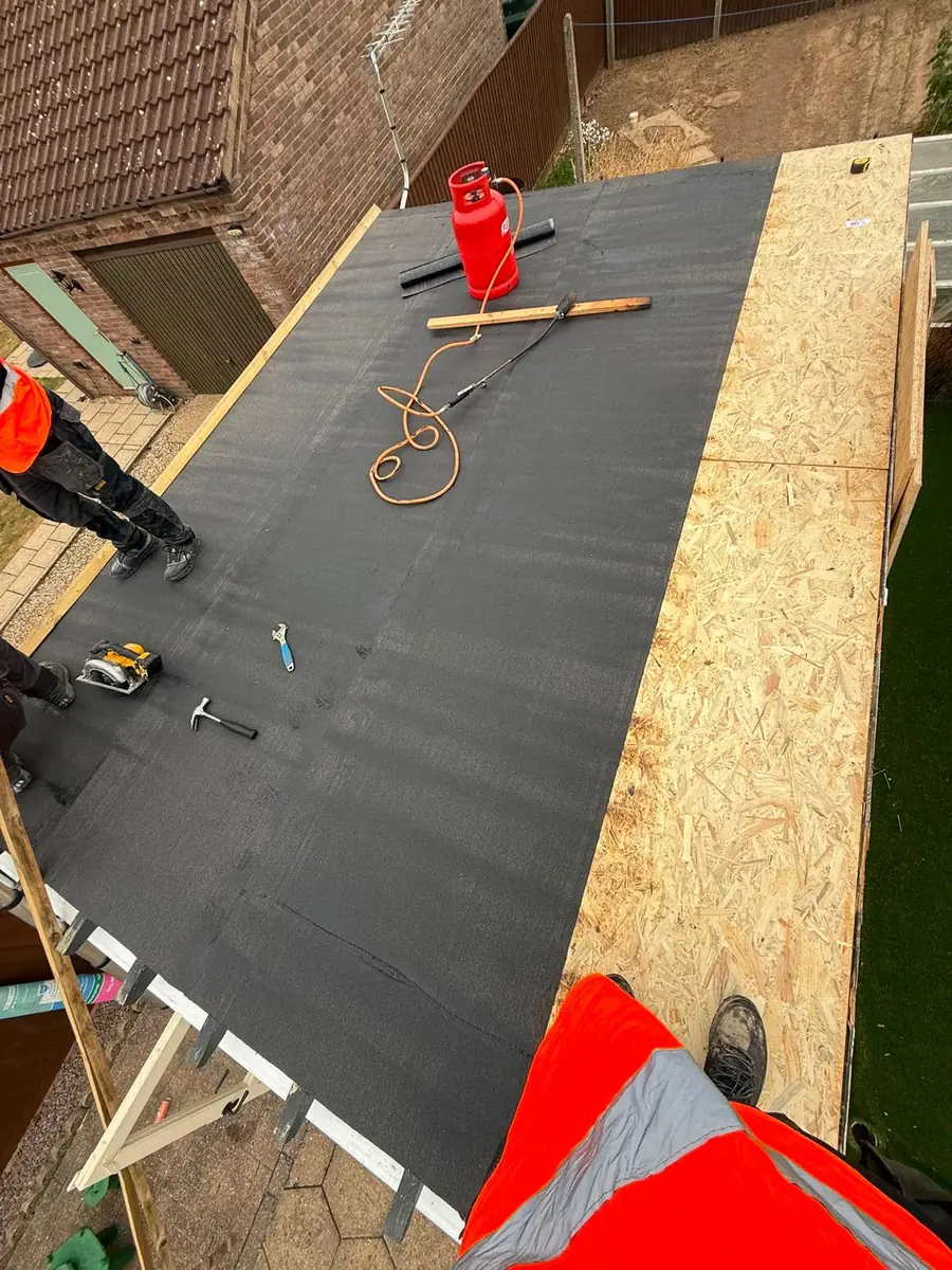 Garage roof in Redland 49 tile and a torch-on felt summer house roof, image 15